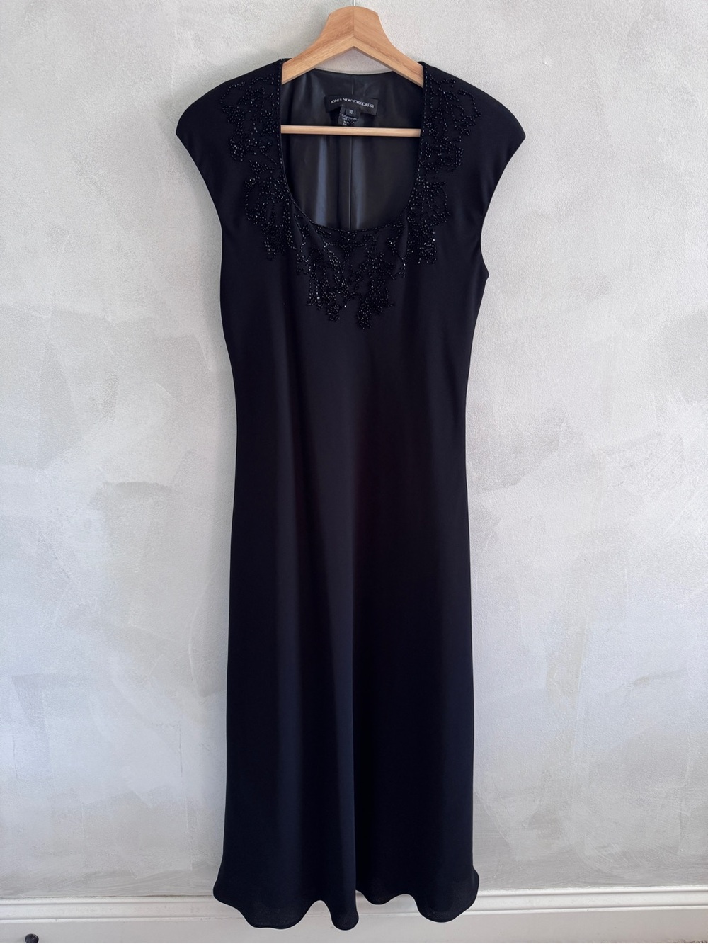Jones New York - Black Maxi Dress with Beaded Scoop Neck
